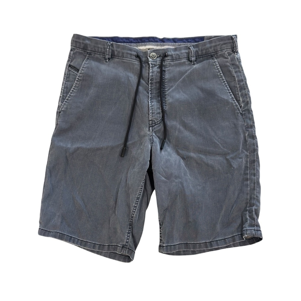 Diesel Men's Size 32x10 Slate Gray Denim Wash Distressed Flat Front Chino Shorts